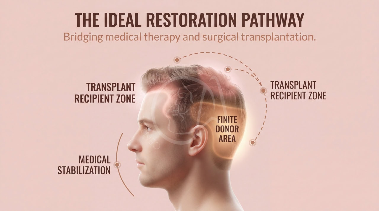 Consultation planning for surgical hair transplantation when medical treatments reach their limit