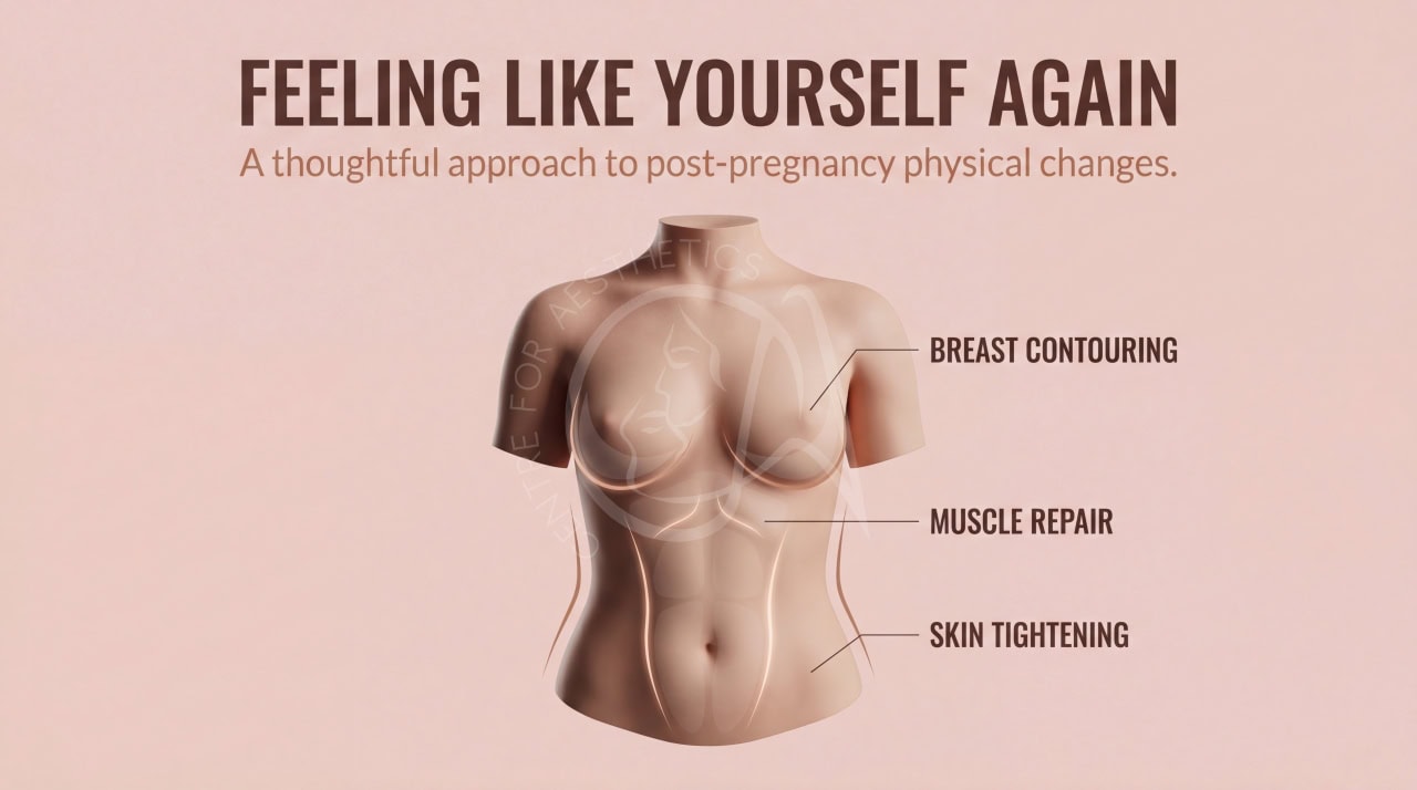 A mother confidently embracing her post-pregnancy body restoration journey